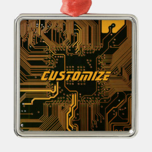 Benutzerdefinierte Cyber Orange PCB Leiterplatte T Ornament Aus Metall