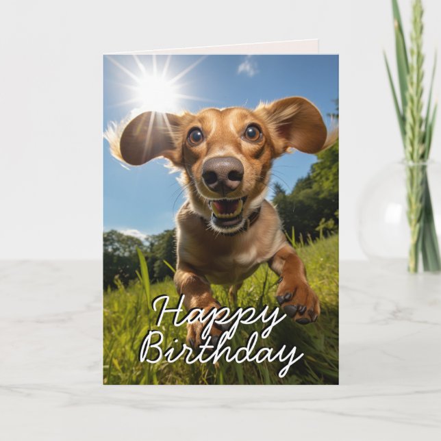 Benutzerdefinierte Dackel Happy Birthday Card Dankeskarte (Vorderseite)
