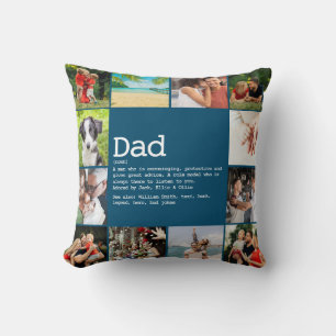 Benutzerdefinierte Dad-Definition Foto-Collage Bla Kissen