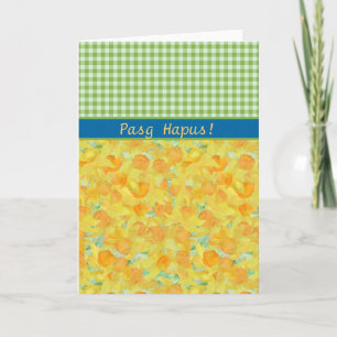 Benutzerdefinierte Daffodien, Karo Gingham Osterka Feiertagskarte