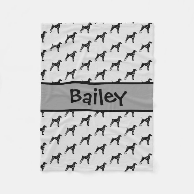 Benutzerdefinierte Dalmatiner-Dog-Silhouette Fleecedecke (Vorderseite)