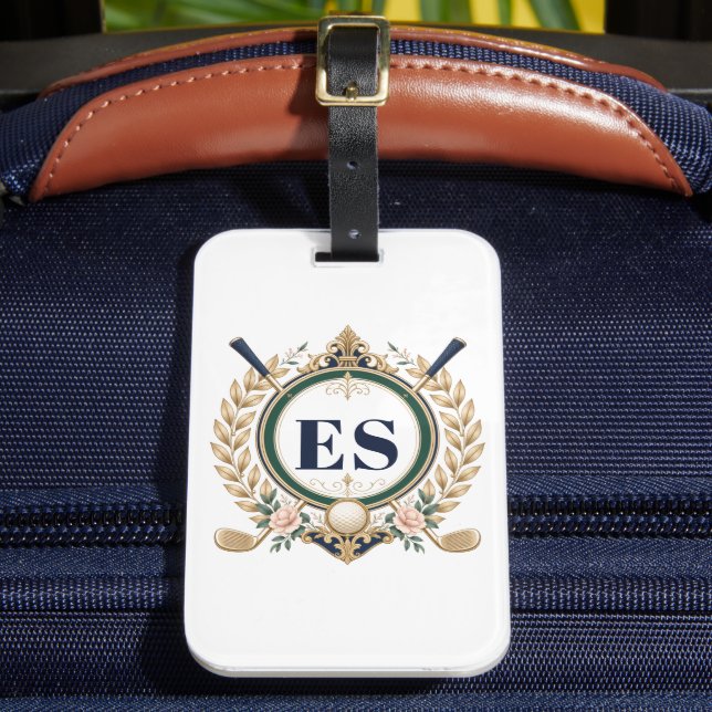 Benutzerdefinierte Damen Elegantes Monogramm Golf Gepäckanhänger (Vorderseite Insitu 2)