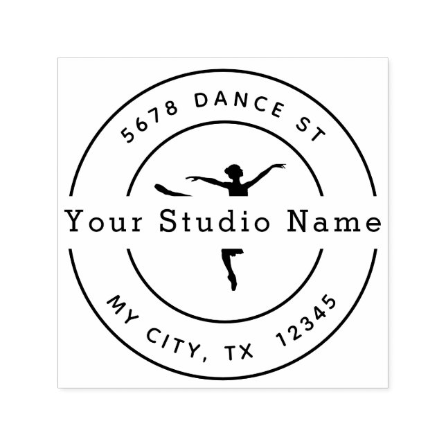 Benutzerdefinierte Dance Studio Round-Rücksendeadr Permastempel (Design)