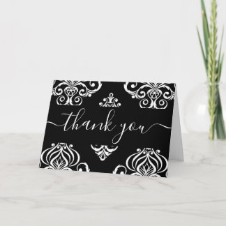 Benutzerdefinierte Danke in Schwarz-Weiß-Damask