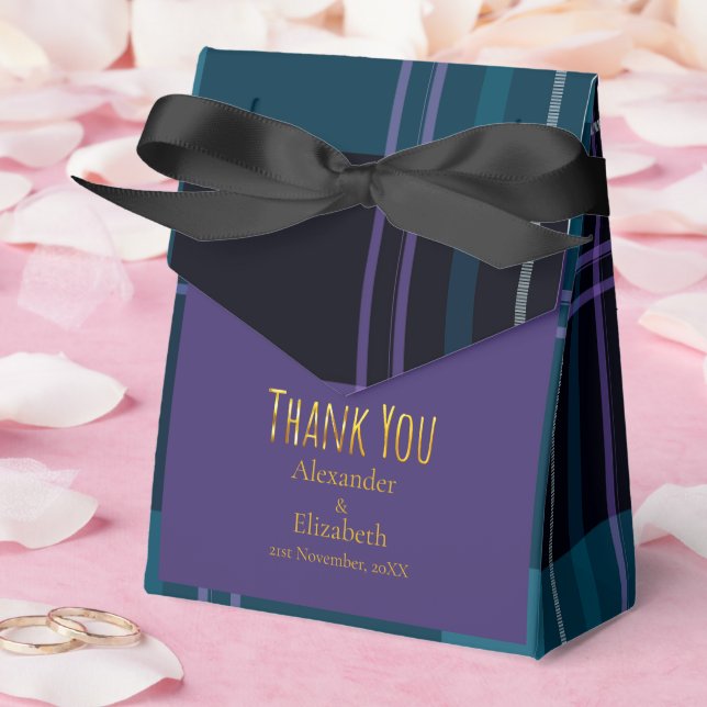 Benutzerdefinierte Dankeschön Blau Schwarz Kariert Geschenkschachtel (Hochzeit)