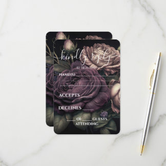 Benutzerdefinierte Deep Purple Dusty Pink Rose Hoc RSVP Karte