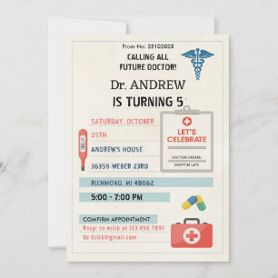 Benutzerdefinierte digitale Doktor-Kinder-Verkleid Einladung