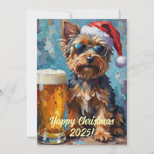 Benutzerdefinierte digitale Weihnachten Yorkie und Karte