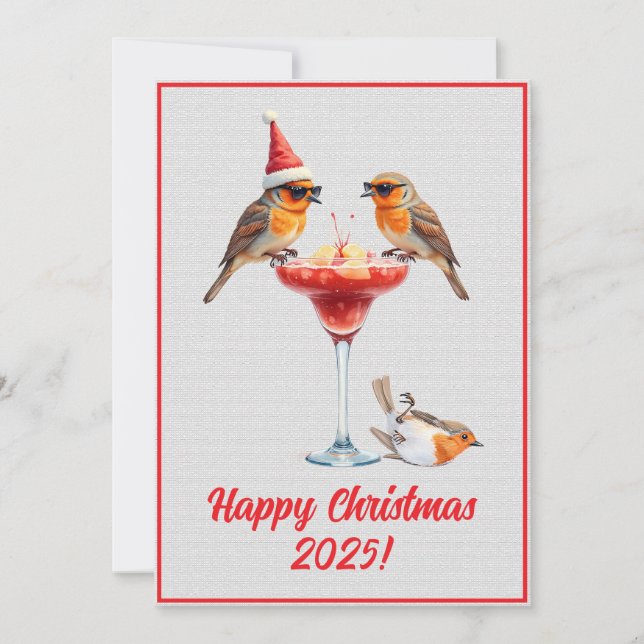 Benutzerdefinierte digitale Weihnachts-Rotkehlchen Karte (Vorderseite)