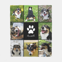 Benutzerdefinierte Dog Foto Collage Pet Paw Print  Fleecedecke
