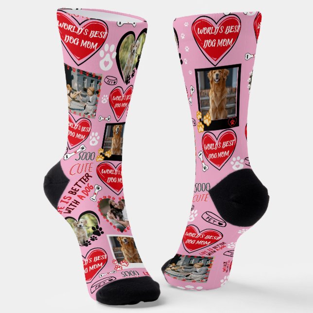 Benutzerdefinierte Dog-Gesichtssocken, Personalisi Socken (Gewinkelt)