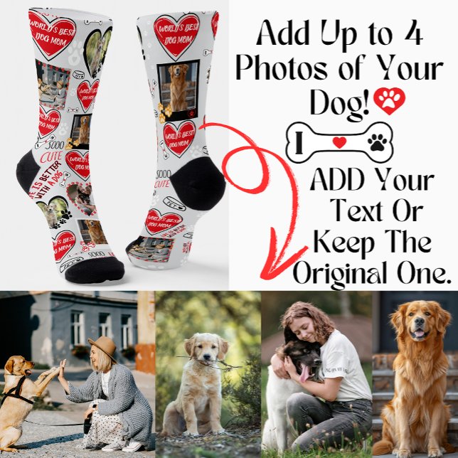 Benutzerdefinierte Dog-Gesichtssocken, Personalisi Socken (World's Best Dog Mom SOCKS, DOG LOVER SOCKS)