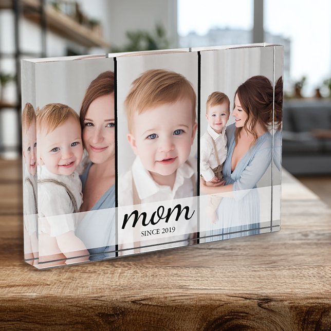 Benutzerdefinierte Drei-Foto-Mutter Fotoblock (Photo Keepsake for Mom)