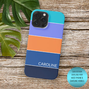 Benutzerdefinierte dunkelblaue Türkis Orange Viole iPhone 16 Pro Max Hülle