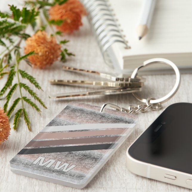 Benutzerdefinierte dunkelgraue beige braune Retros Schlüsselanhänger (Vorderseite rechts)