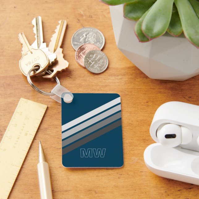 Benutzerdefinierte dunkelgraue Streifen auf dunkel Schlüsselanhänger (Schreibtisch)