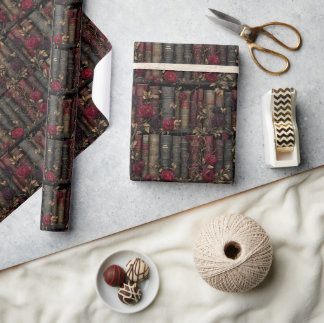 Benutzerdefinierte dunkle Akademie-Rosen & Antiqua Geschenkpapier