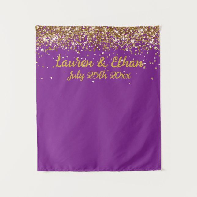 Benutzerdefinierte dunkle violette und goldene Hoc Wandteppich (Vorderseite)