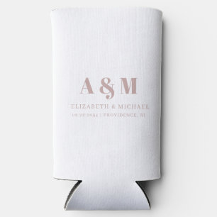 Benutzerdefinierte Dusty-Rose Text White Wedding Selters Dosenkühler