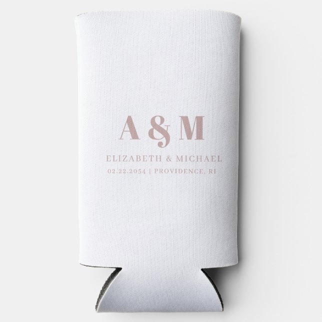 Benutzerdefinierte Dusty-Rose Text White Wedding Selters Dosenkühler (Vorderseite)