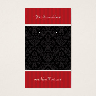 Benutzerdefinierte Earring Cards Red Black Damask 