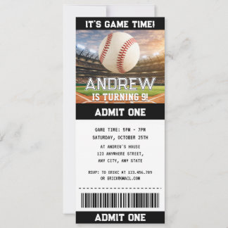 Benutzerdefinierte einfache Baseball-Ticket-Geburt Einladung
