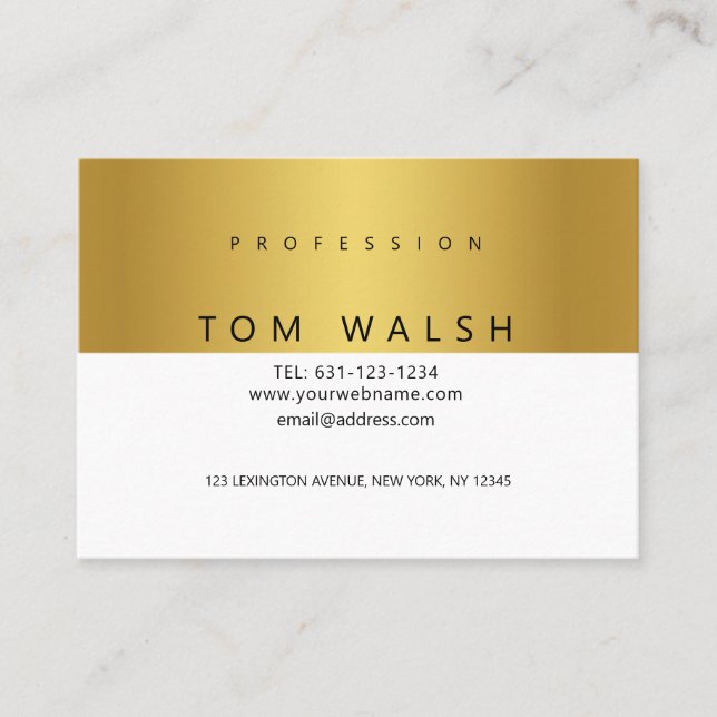 Benutzerdefinierte einfache elegante Gold White Bu Visitenkarte (Vorderseite)