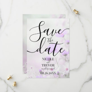 Benutzerdefinierte einfache lila Blumen Hochzeit Save The Date