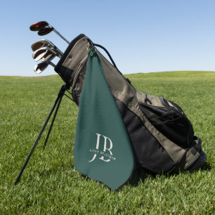 Benutzerdefinierte einfache Monogramm und Name Grü Golfhandtuch