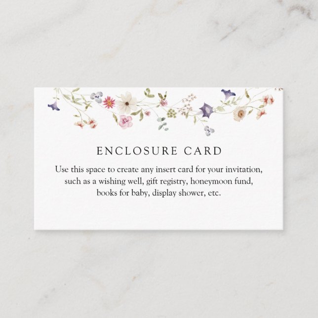 Benutzerdefinierte Einschlusskarte für die Wildblu Begleitkarte (Vorderseite)