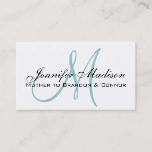 Benutzerdefinierte elegante Blue Monogram Mommy Ca Telefonnummerkarte