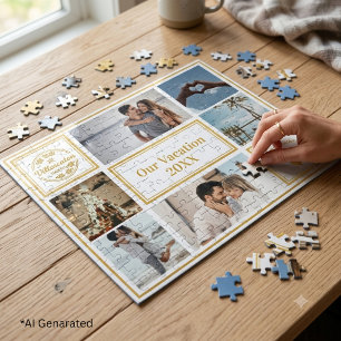 Benutzerdefinierte elegante goldene Familienurlaub Puzzle