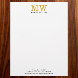 Benutzerdefinierte elegante goldene Initialen Mono Briefbogen