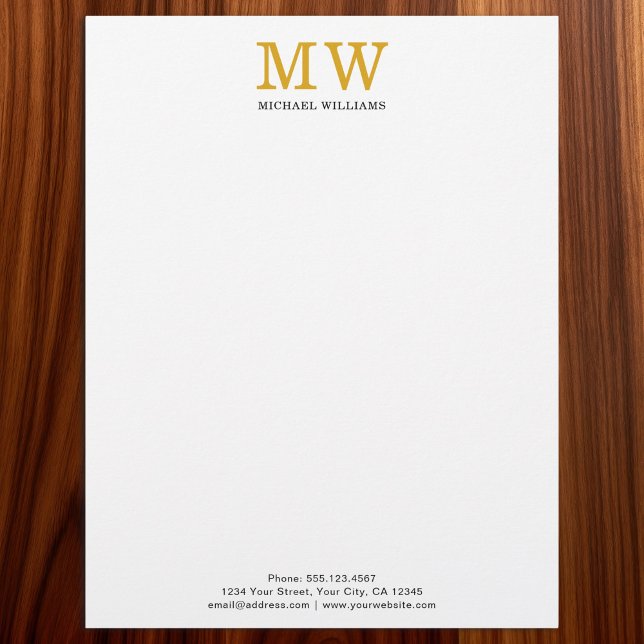 Benutzerdefinierte elegante goldene Initialen Mono Briefbogen (Von Creator hochgeladen)