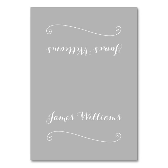 Benutzerdefinierte elegante, grau-weiße Platzierun Tischnummer (Vorderseite)