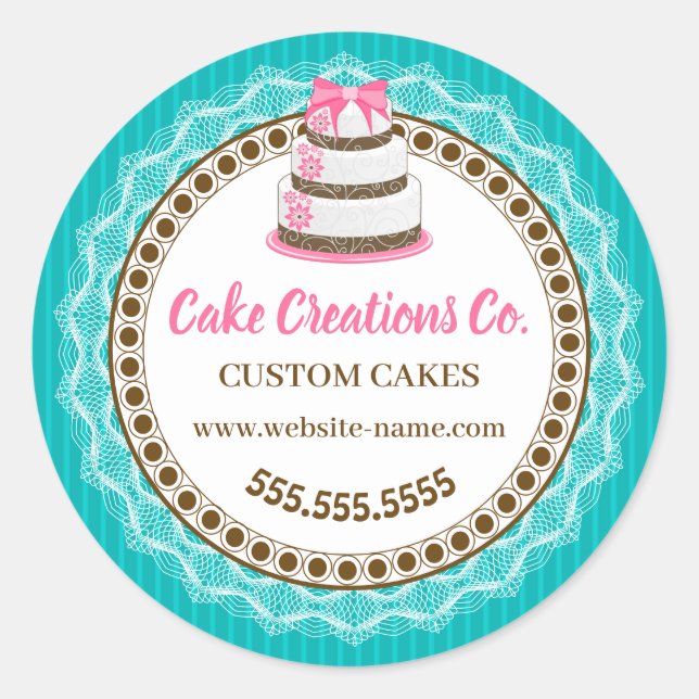 Benutzerdefinierte elegante Kuchenverpackung Runder Aufkleber (Vorderseite)