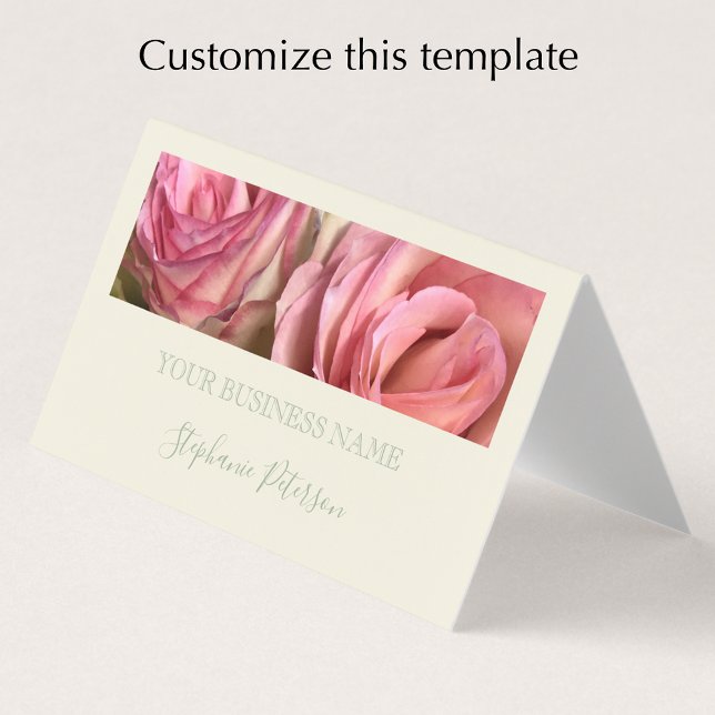 Benutzerdefinierte elegante moderne Salbeigrüne Fo Visitenkarten (Add your photo and custom text to this folded business card template. Sage elegant modern script.
)