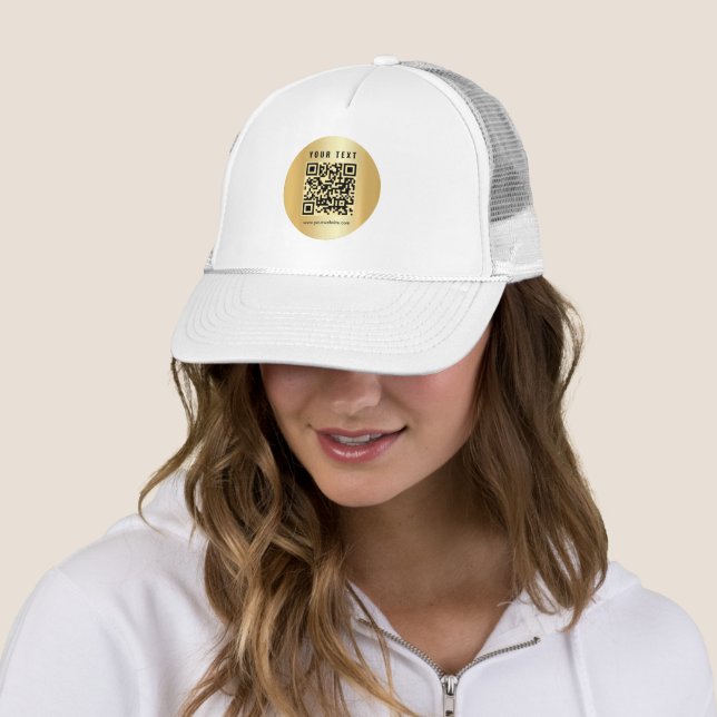 Benutzerdefinierte elegante QR-Code-Vorlage Gold W Truckerkappe (Beispiel)
