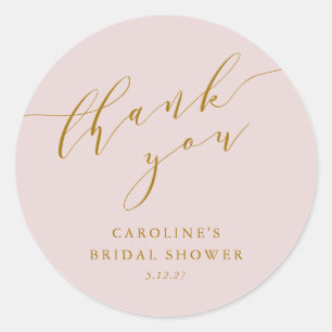 Benutzerdefinierte Elegante Rosa Schrift Dankeschö Runder Aufkleber