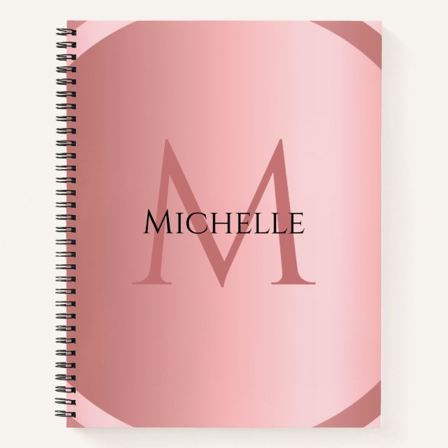 Benutzerdefinierte elegante Rose Gold Monogram Mod Notizbuch (Vorderseite)
