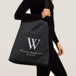 Benutzerdefinierte elegante Schwarz/Weiß-Monogram Tragetaschen Mit Langen Trägern