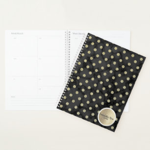 Benutzerdefinierte elegante schwarze Marmor-Gold-P Planer
