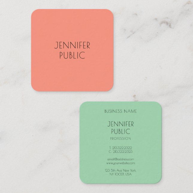Benutzerdefinierte elegante Trend-Farben Moderne,  Quadratische Visitenkarte (Vorne/Hinten)