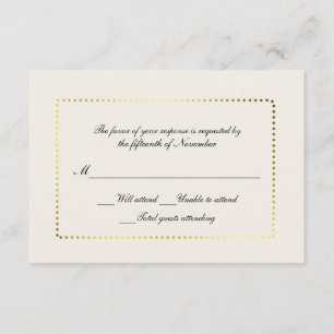 Benutzerdefinierte Elfenbein- und Gold-Antwortkart RSVP Karte