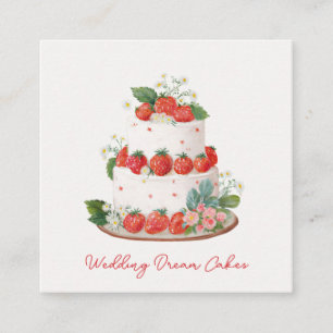 Benutzerdefinierte Erdbeeren Hochzeitstorte Visite Quadratische Visitenkarte