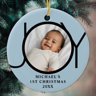 Benutzerdefinierte Erstes Weihnachten Freude Foto Keramik Ornament