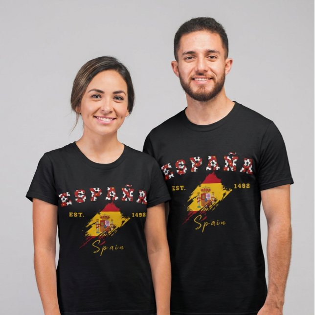 Benutzerdefinierte España Pride Spanische Flagge S T-Shirt (Von Creator hochgeladen)