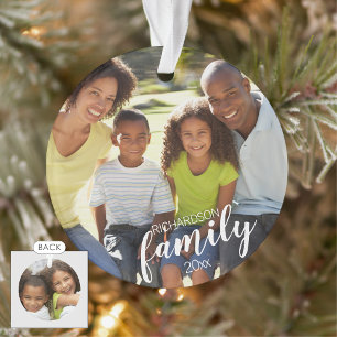 Benutzerdefinierte FAMILIE (weißer Text) 2-Foto-An Ornament