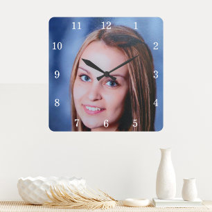 Benutzerdefinierte Familienfoto-Personalisierte Wa Quadratische Wanduhr