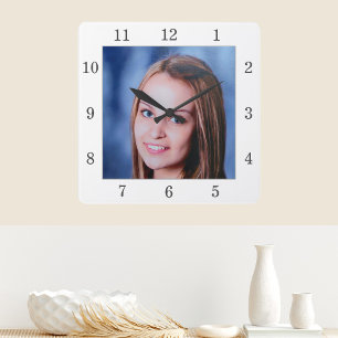 Benutzerdefinierte Familienfoto-Personalisierte Wa Quadratische Wanduhr